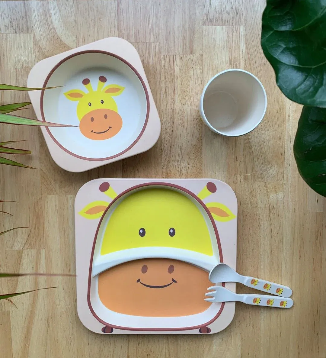 Dishwasher-Safe Eco Conscious Bamboo Weaning Set | Infant Feeding Set | Animal Designs