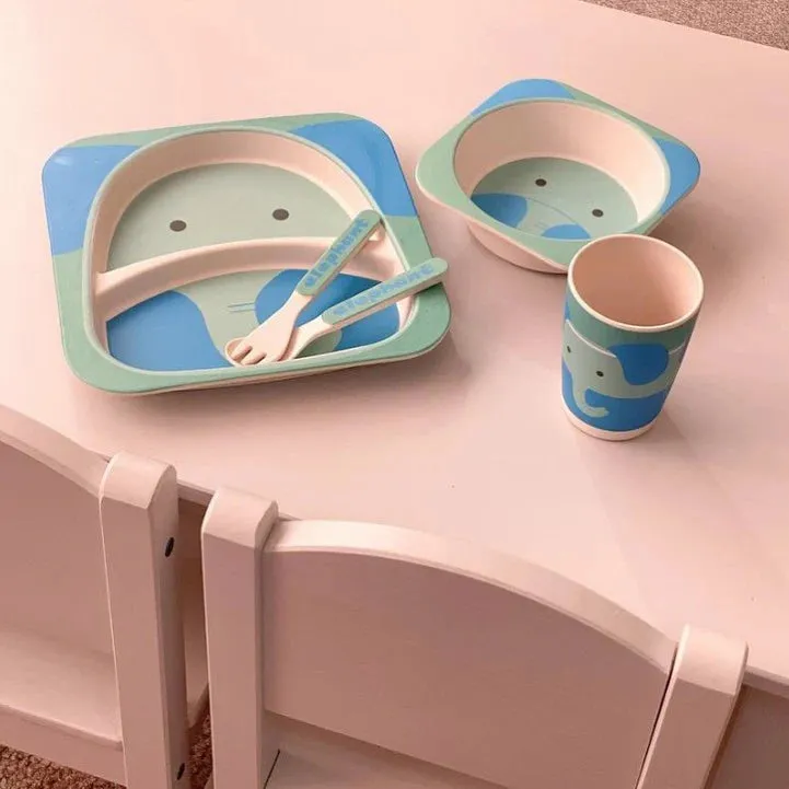 Dishwasher-Safe Eco Conscious Bamboo Weaning Set | Infant Feeding Set | Animal Designs