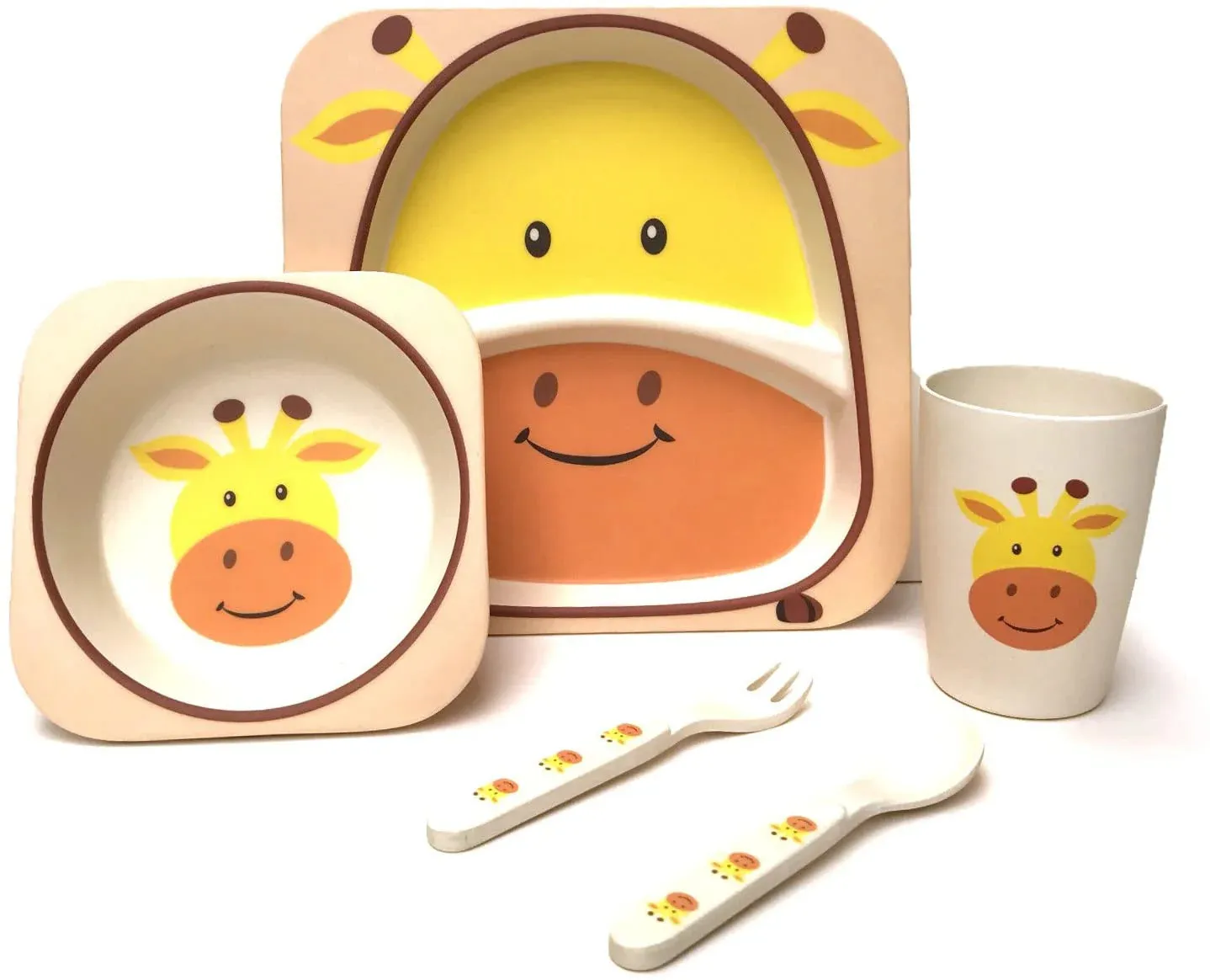 Dishwasher-Safe Eco Conscious Bamboo Weaning Set | Infant Feeding Set | Animal Designs
