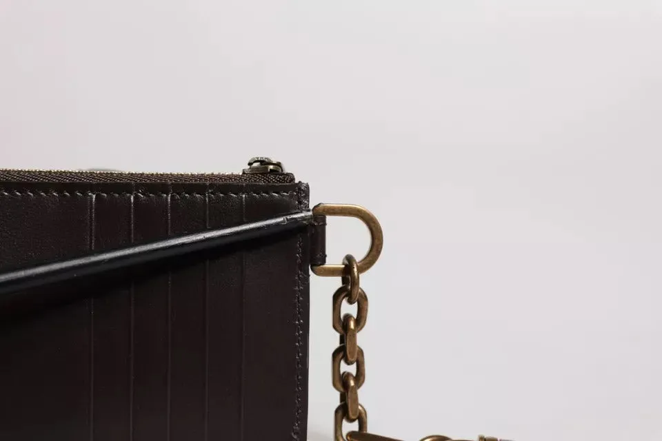 Dolce & Gabbana Brown Exotic Leather DG Logo Card Holder Wallet