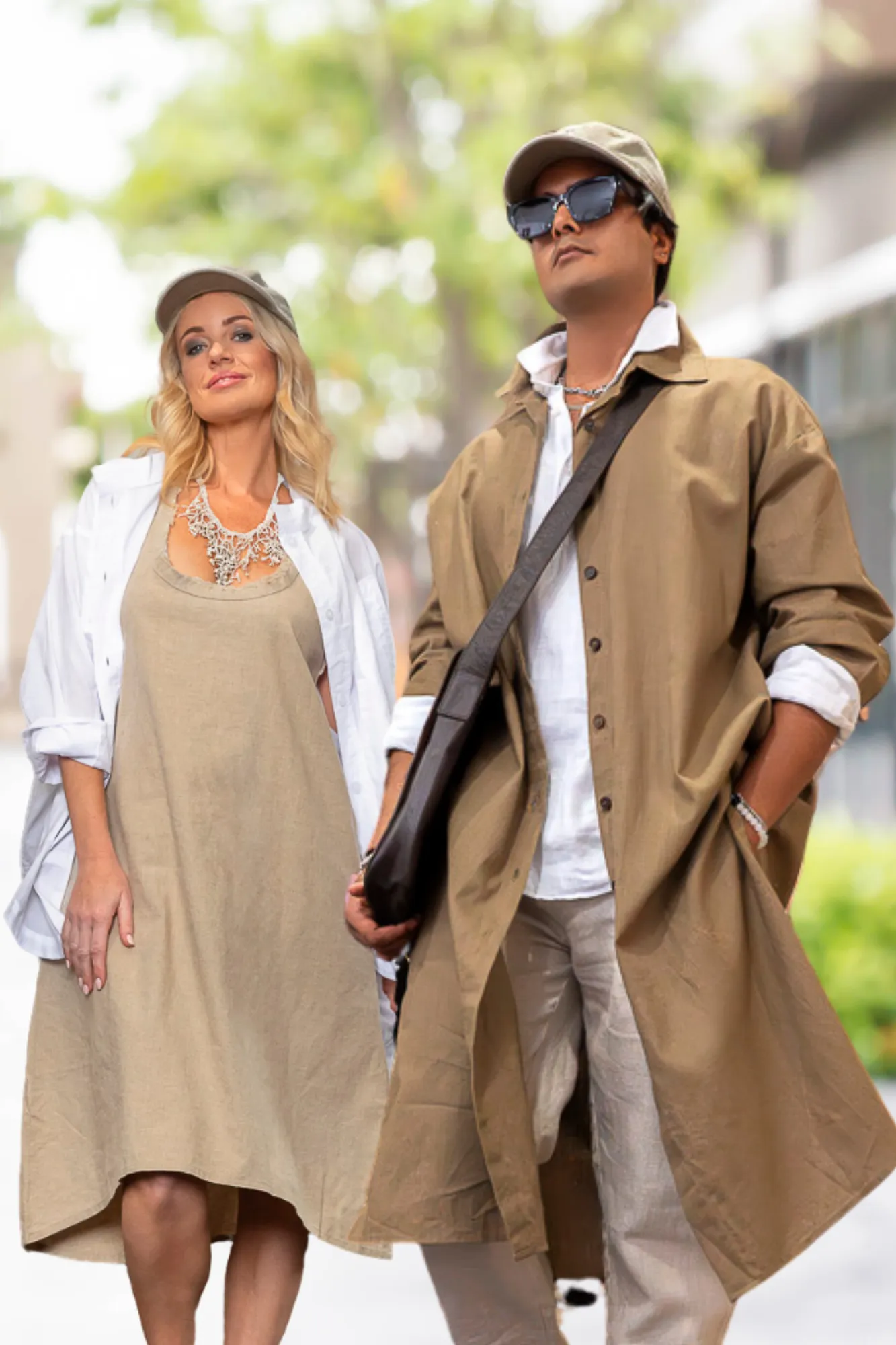 'Dominique' Linen Dress - Natural