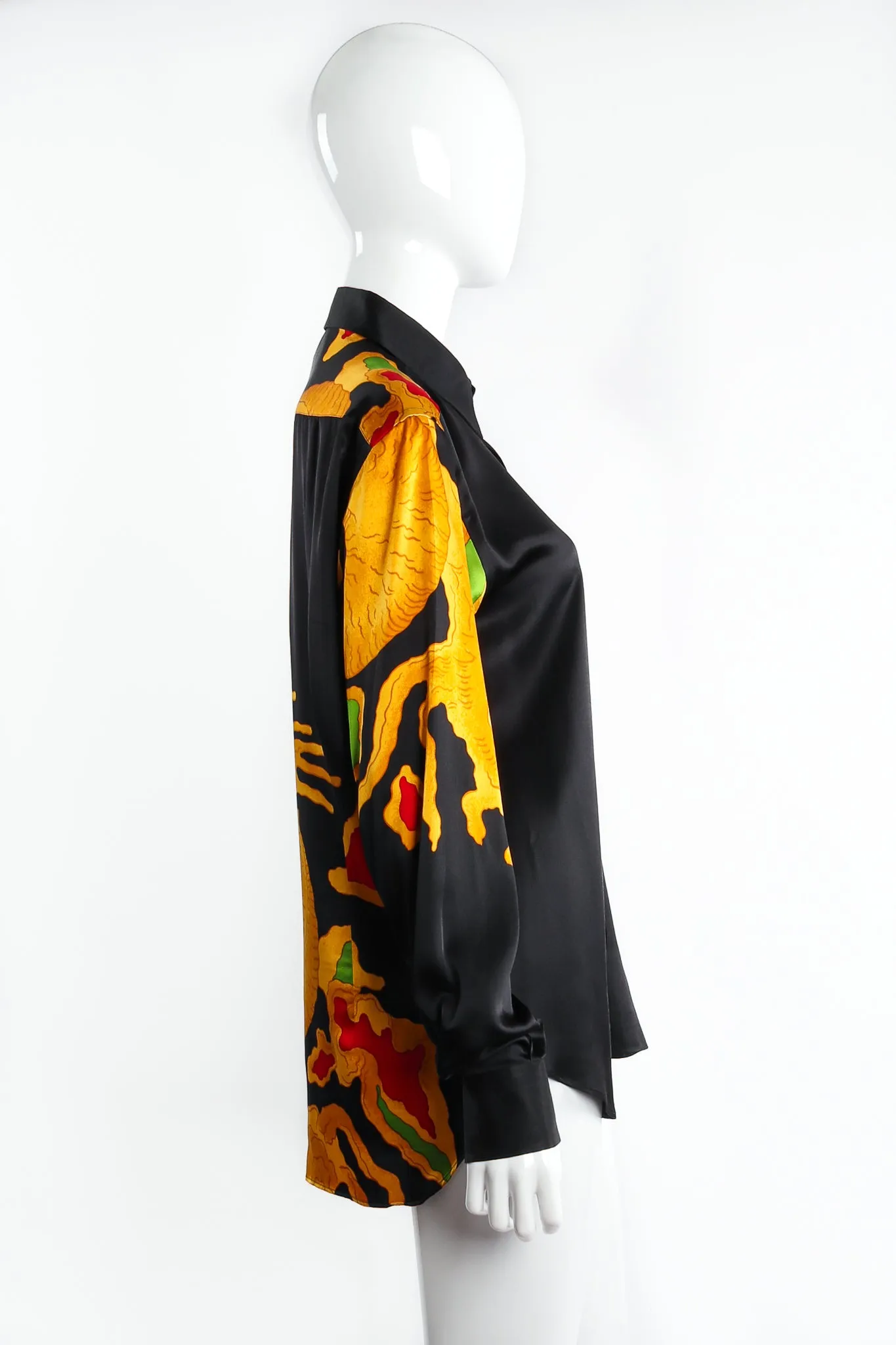 Dragon Print Silk Satin Shirt