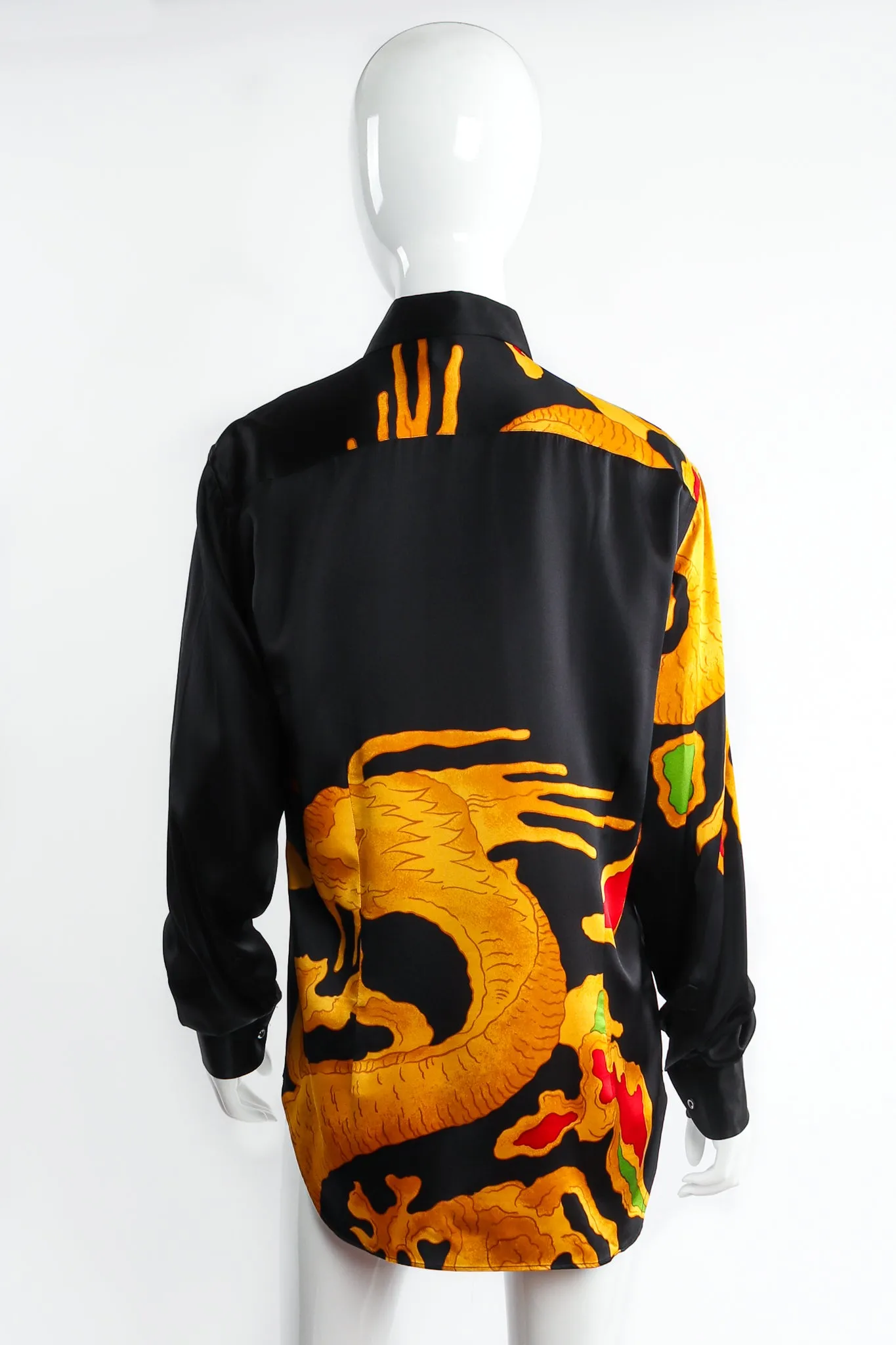 Dragon Print Silk Satin Shirt