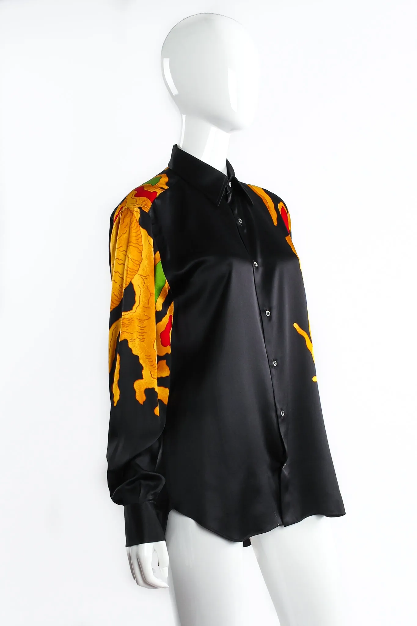 Dragon Print Silk Satin Shirt