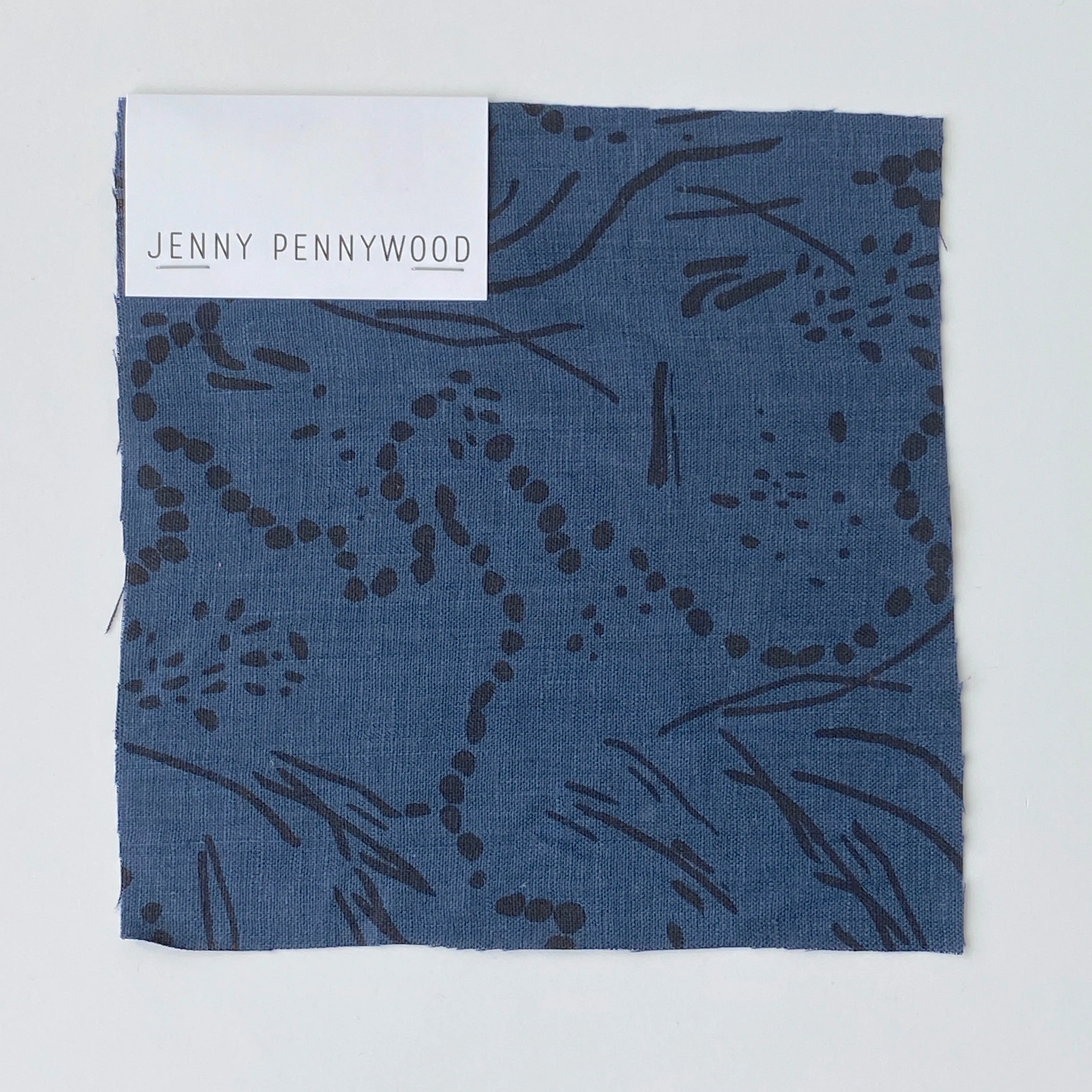 Drape in Midnight on Deep Blue - 100% linen - FABRIC BY THE YARD