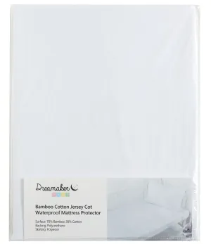 Dreamaker Bamboo Cotton Jersey Waterproof Cot Mattress Protector