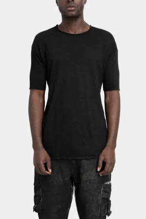 Dropped shoulder linen t-shirt, Black