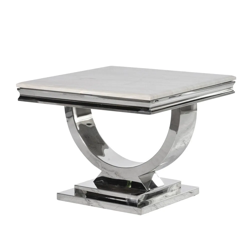 Dwell Steel & Composite Marble Side Table