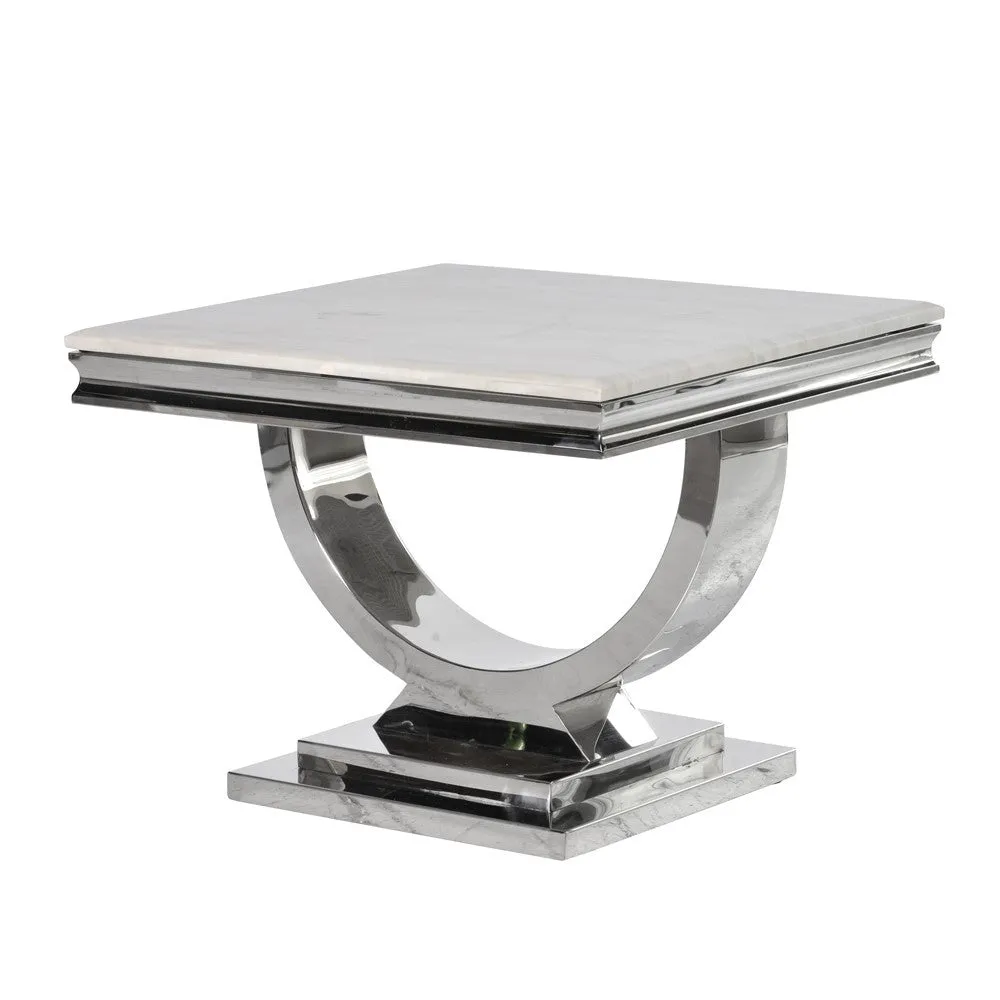 Dwell Steel & Composite Marble Side Table