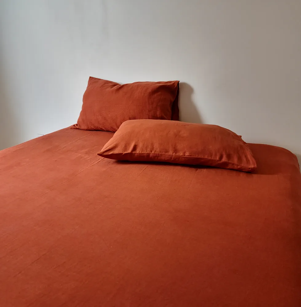 Earth Brown Linen Fitted Sheet