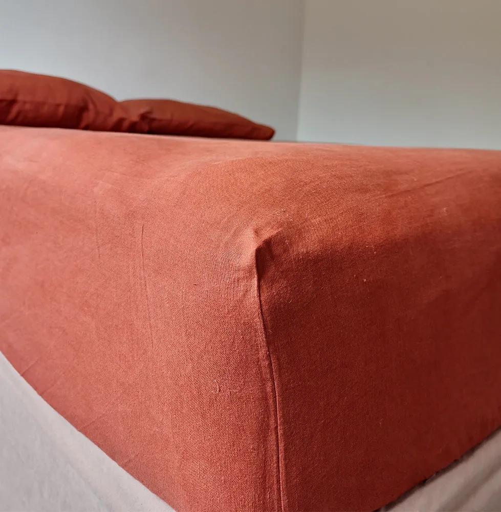 Earth Brown Linen Fitted Sheet
