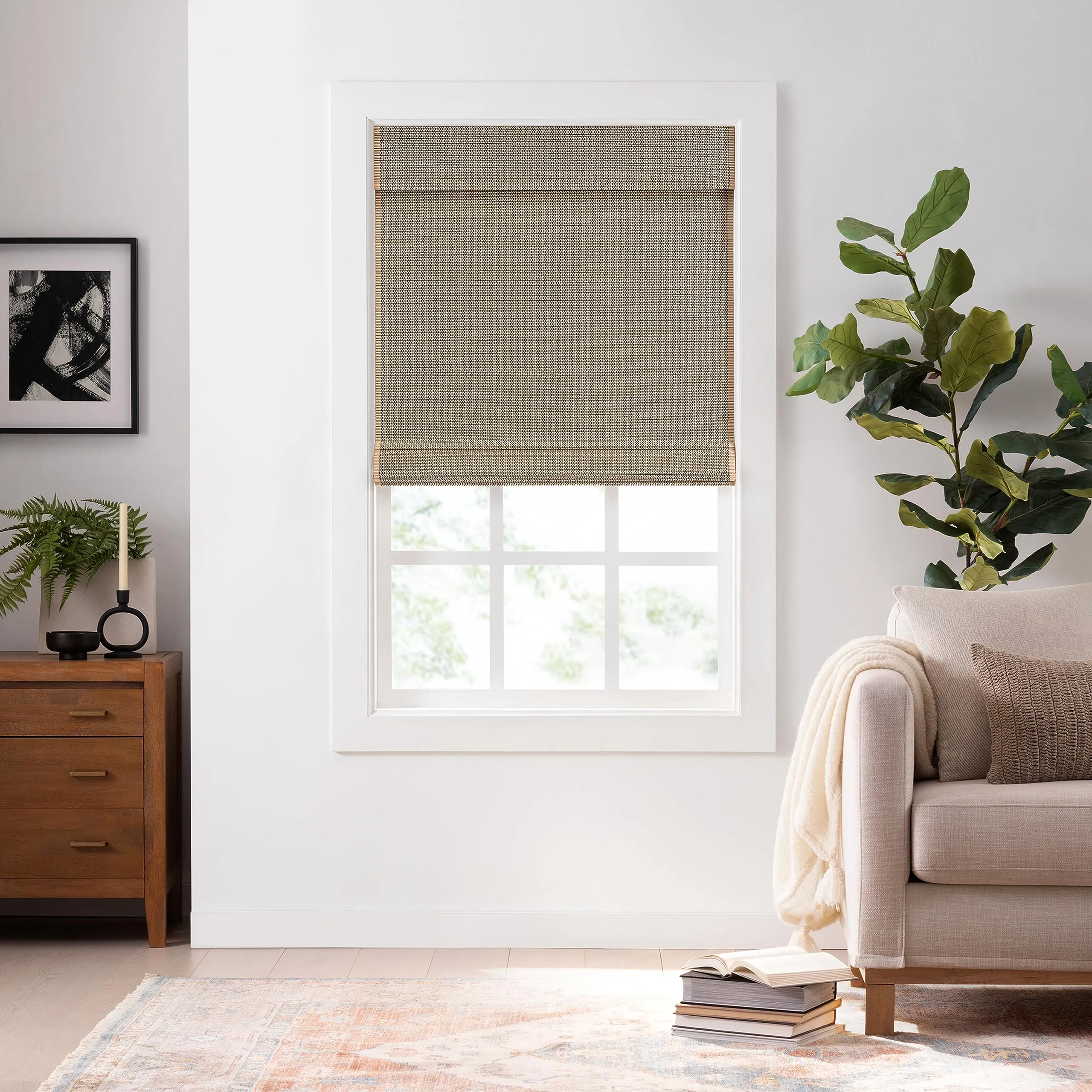 Eclipse Bamboo Roman Shades for Window Semi-Privacy
