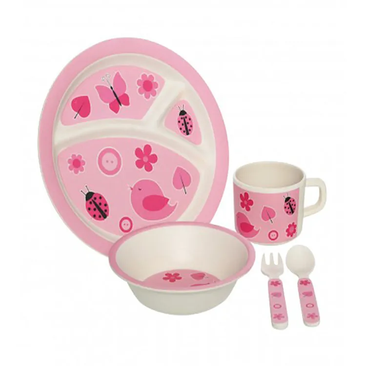 Eco Conscious Bamboo Baby & Toddler Feeding Set | 5 Piece Set | Birds and Nature