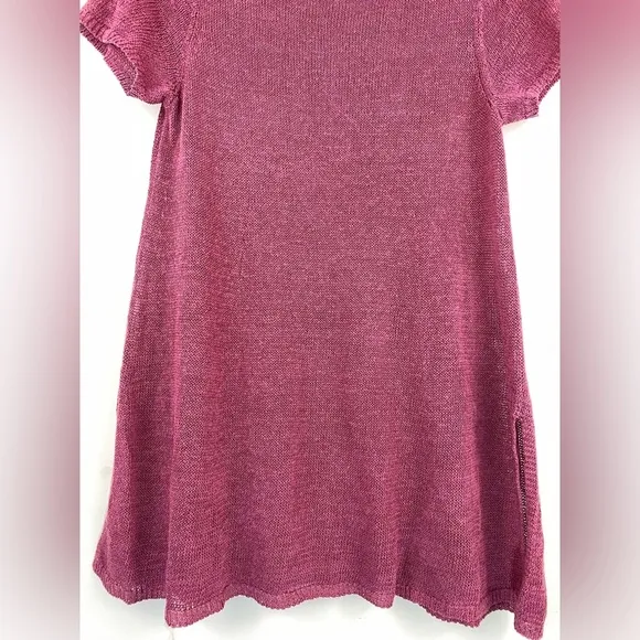 Eileen Fisher Linen Blend Stretch Scoop Neck Short Sleeve Tunic Sweater Size M