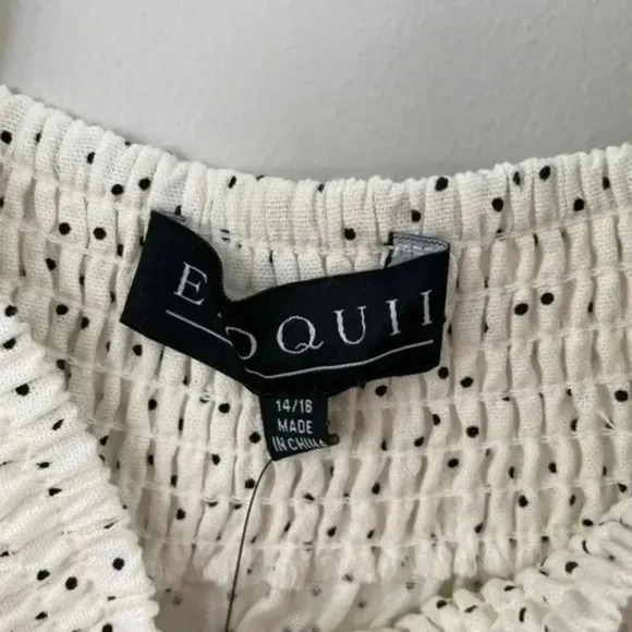 ELOQUII Plus Linen Blend Smocked Ruffle MiniDress Polka Dot 14/16