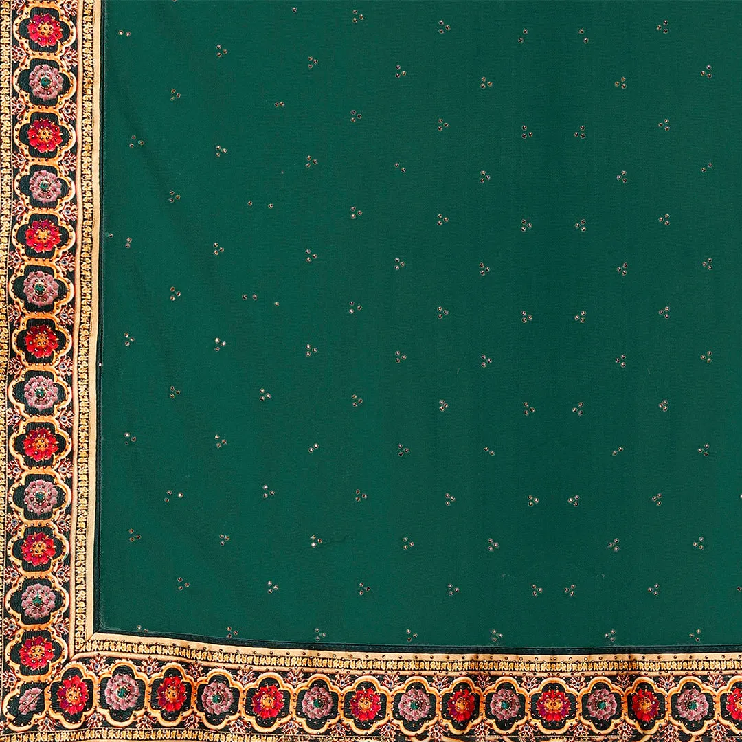 Emarald Green and Yellow Banarsi Lehenga Set