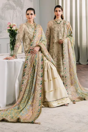 Embroidered Masoori 3pc Ensemble in Skin Color