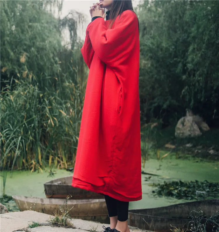Embroidered Oversized Cotton-Linen Tunic
