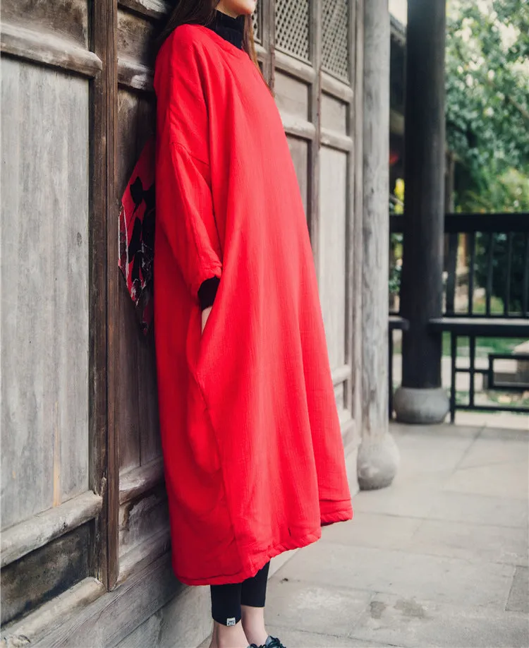 Embroidered Oversized Cotton-Linen Tunic