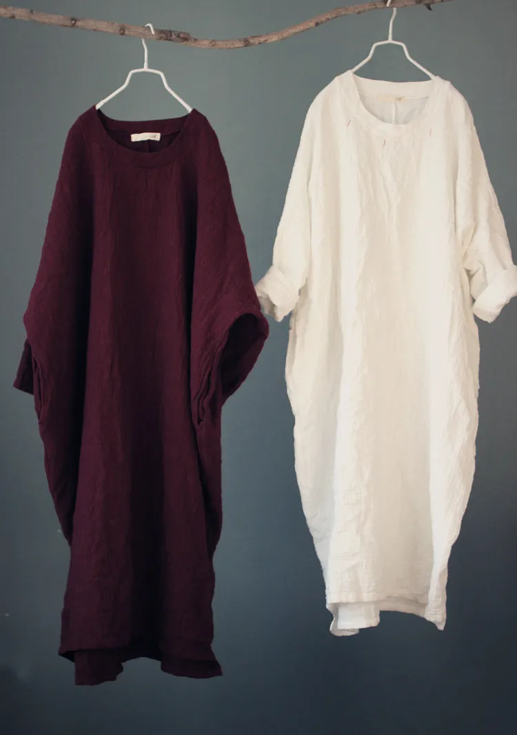 Embroidered Oversized Cotton-Linen Tunic