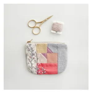 Embroidered Patchwork Zip Pouch