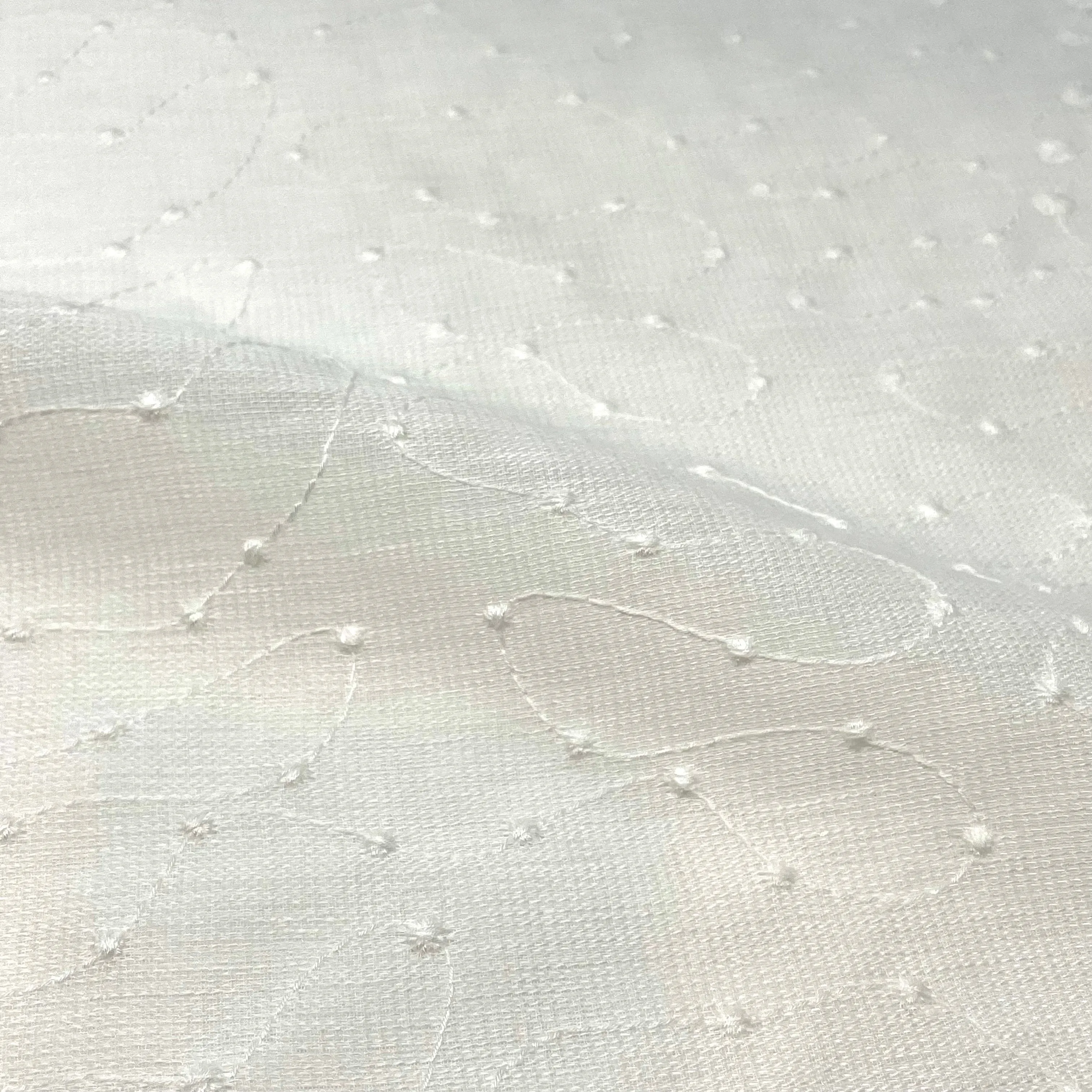 Embroidery Filigree Blend Linen Fabric By The Yard/CL1059