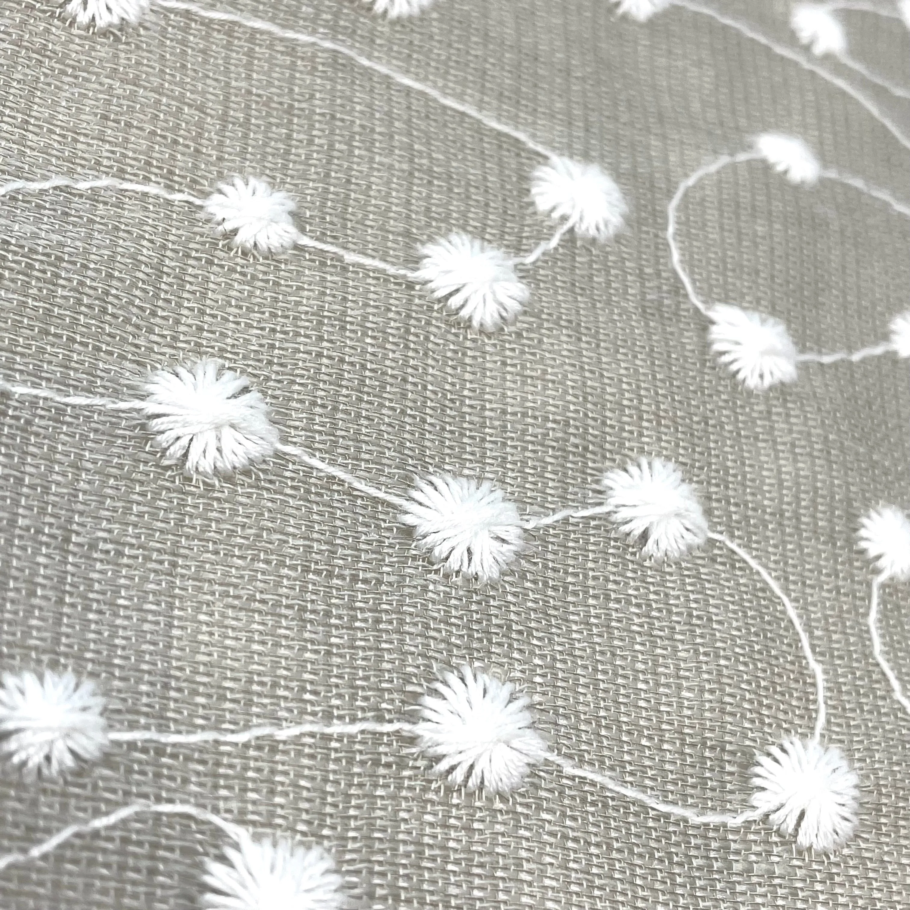 Embroidery Filigree Blend Linen Fabric By The Yard/CL1059