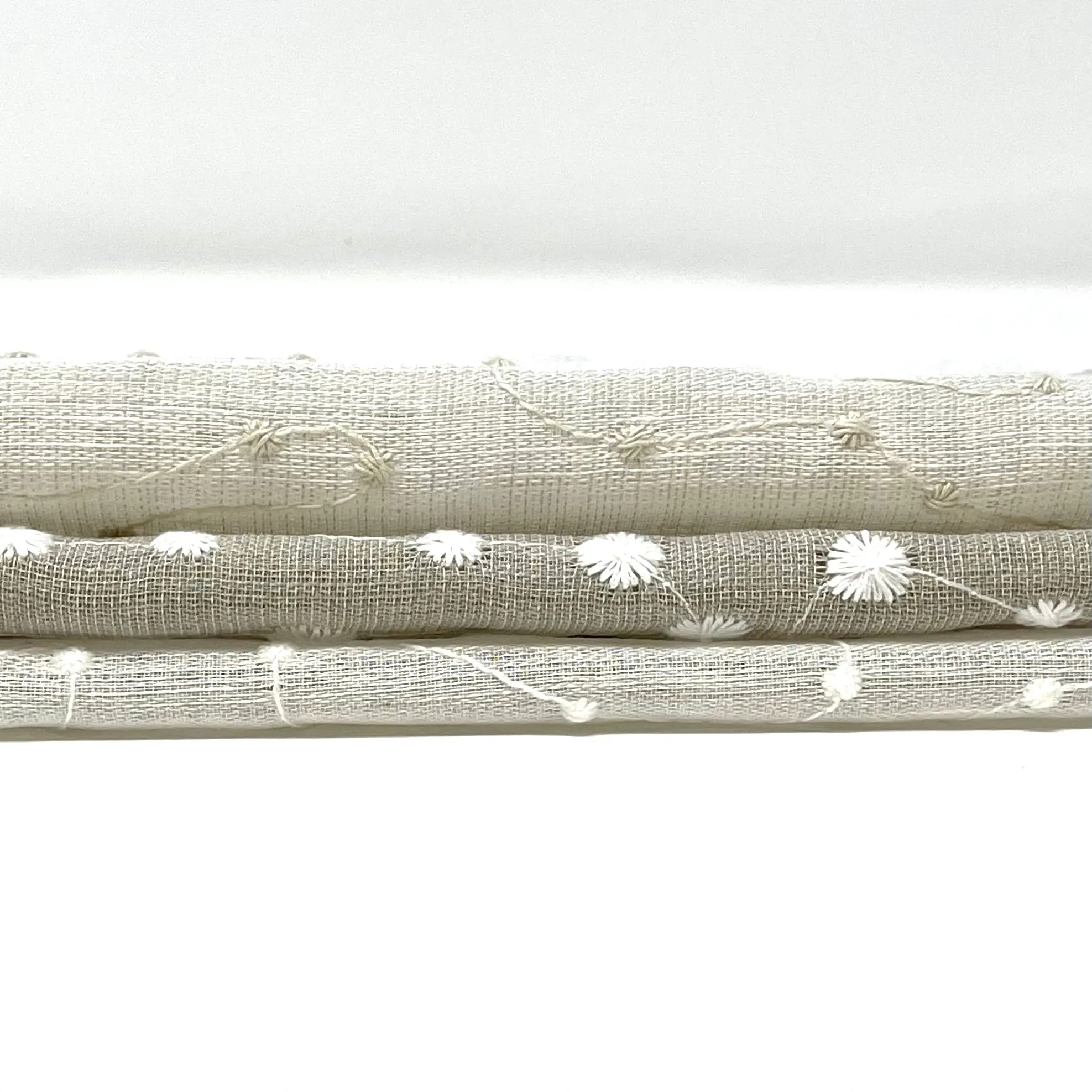 Embroidery Filigree Blend Linen Fabric By The Yard/CL1059
