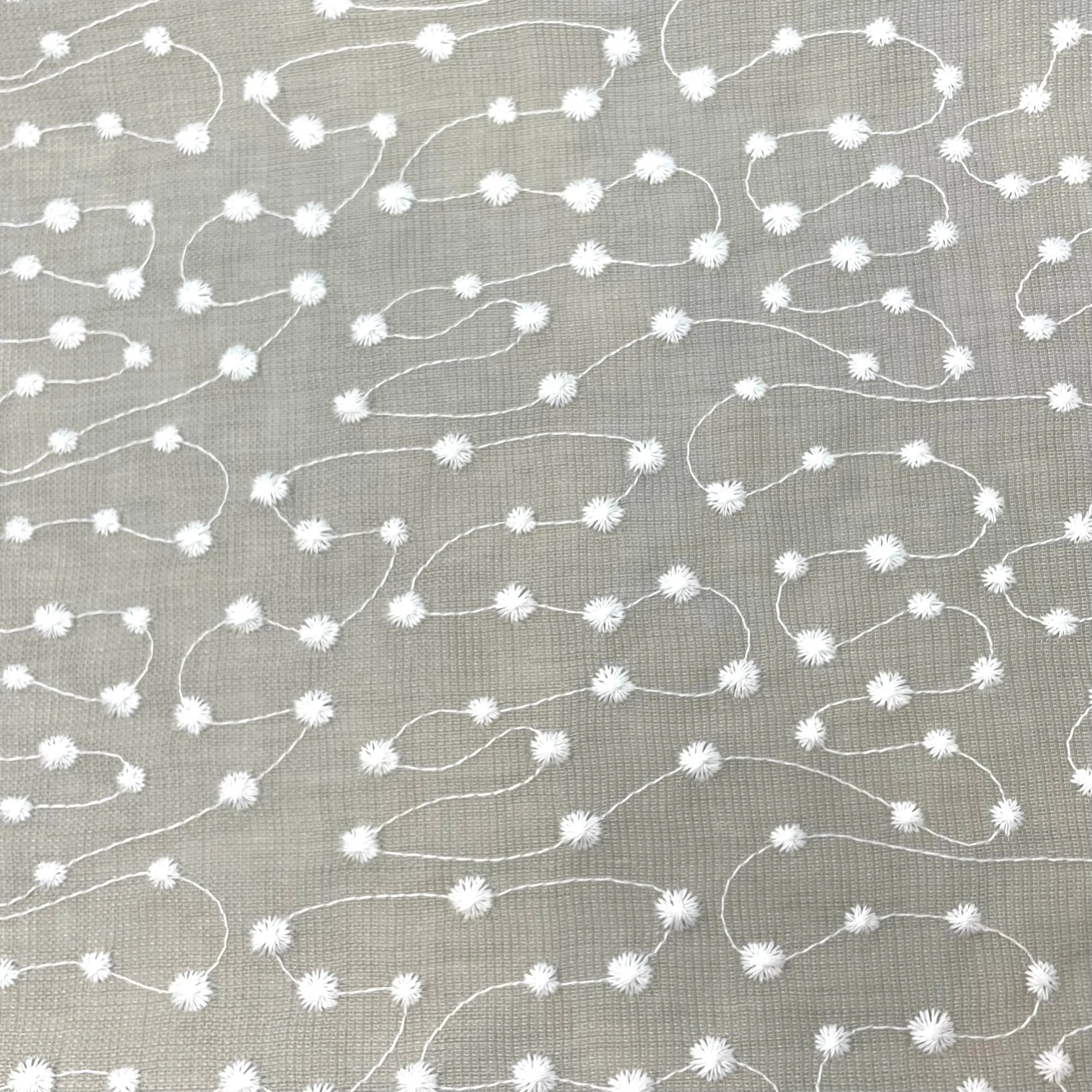 Embroidery Filigree Blend Linen Fabric By The Yard/CL1059