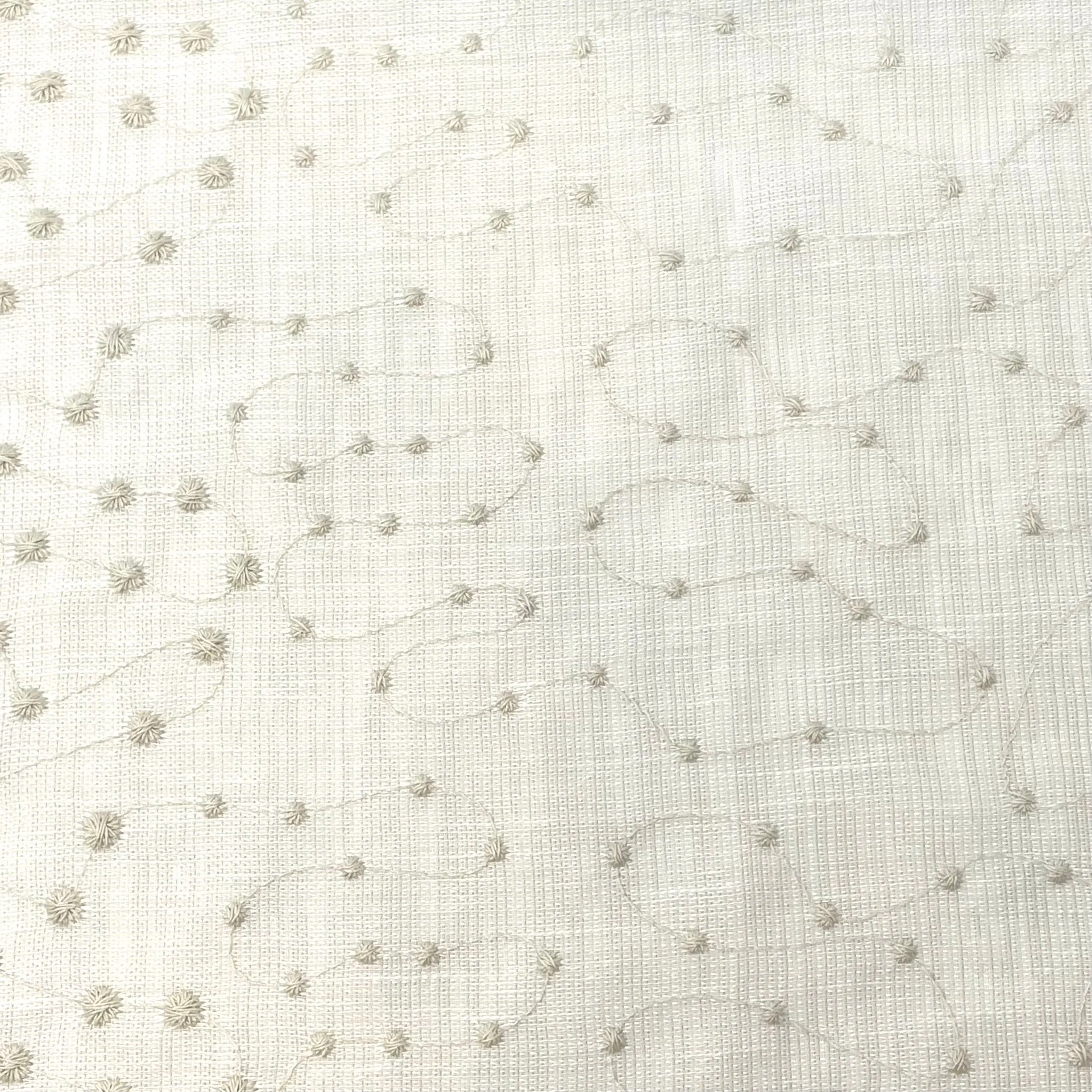 Embroidery Filigree Blend Linen Fabric By The Yard/CL1059