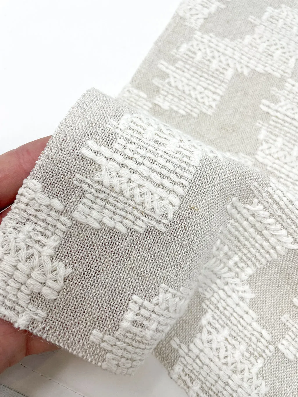 Embroidery Texture Modern Pattern Blend sheer Linen Fabric By The Yard/CL1131