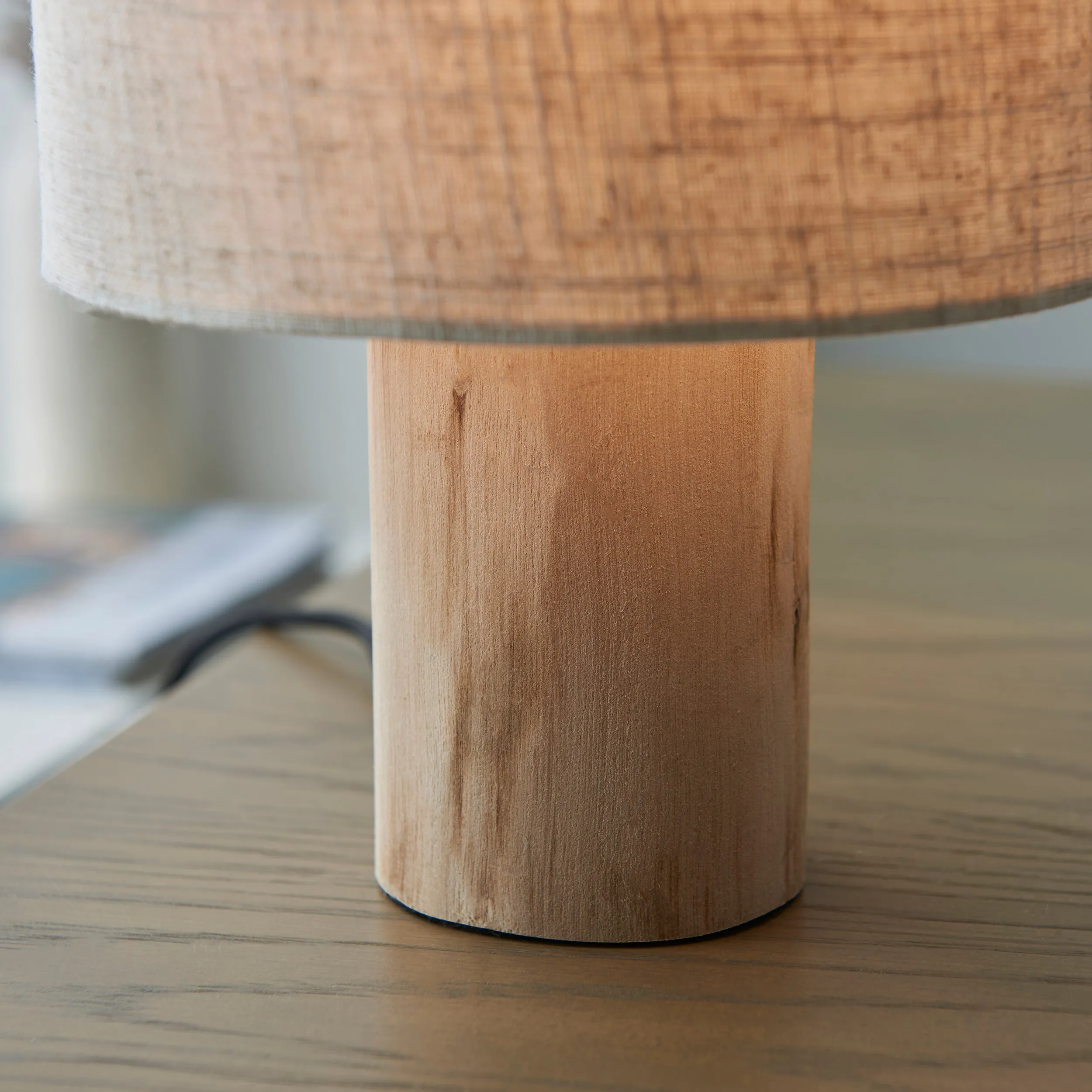 Endon 101680 Durban 1lt Table Natural eucalyptus wood & natural linen 10W LED E27 (Required)