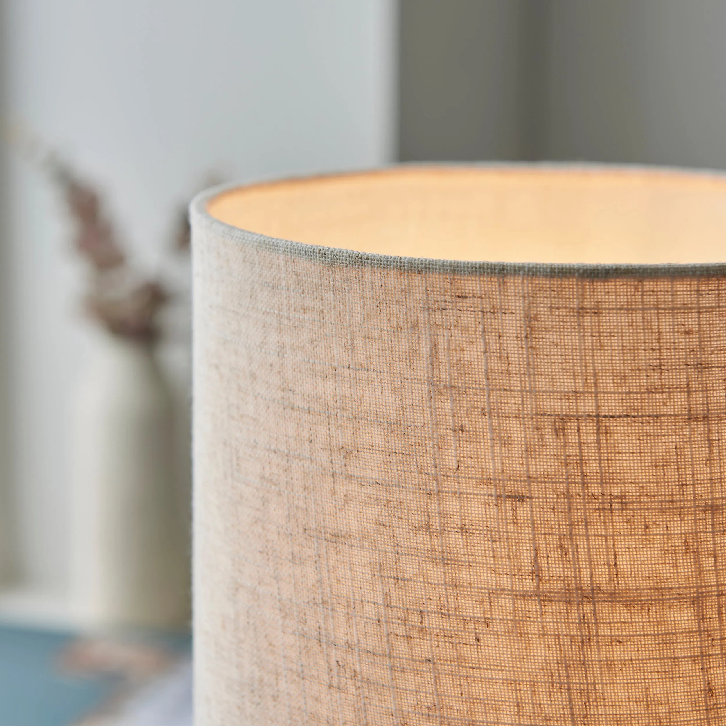 Endon 101680 Durban 1lt Table Natural eucalyptus wood & natural linen 10W LED E27 (Required)