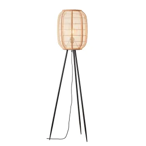 Endon 101687 Zaire 1lt Floor Natural linen, natural bamboo & matt black 10W LED E27 (Required)