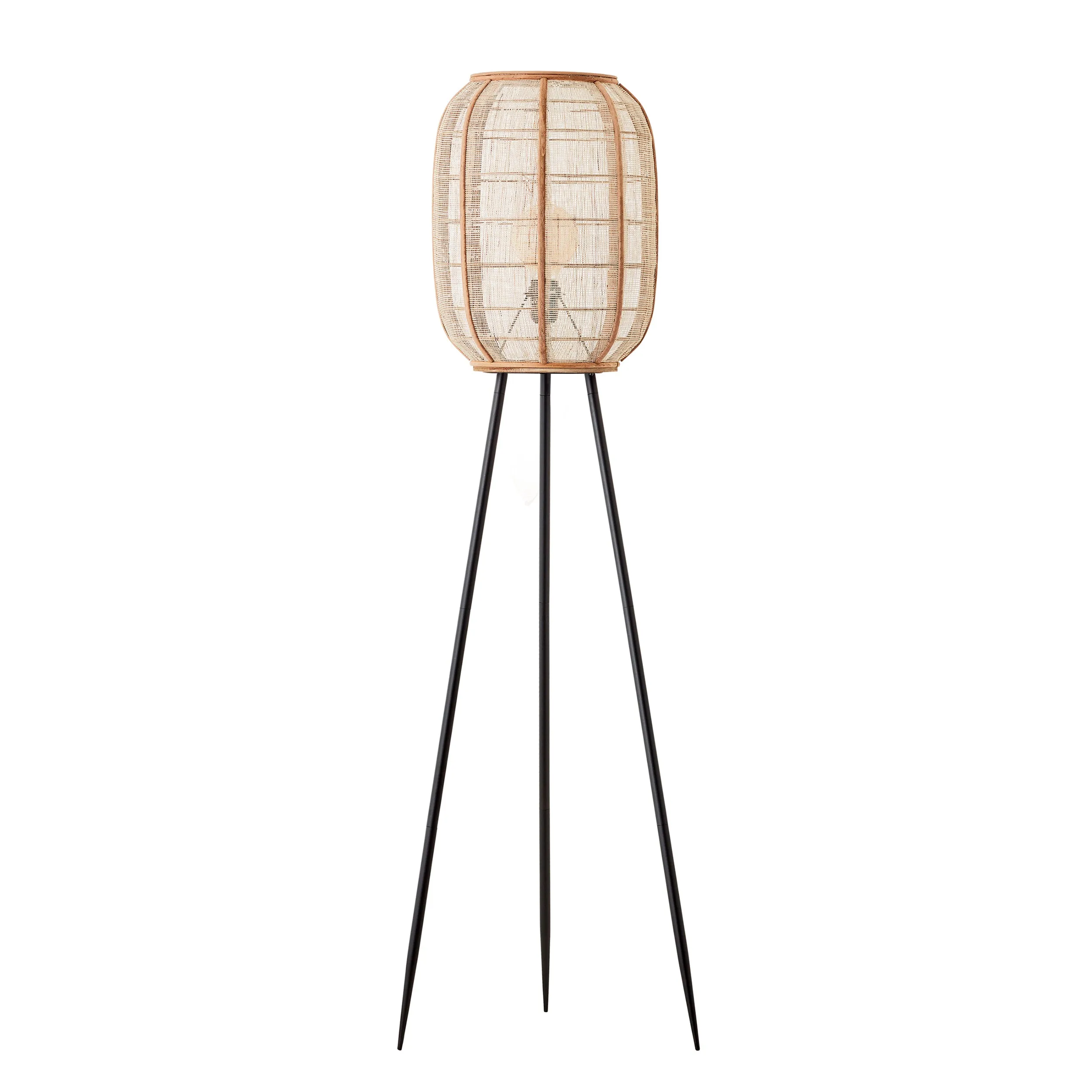 Endon 101687 Zaire 1lt Floor Natural linen, natural bamboo & matt black 10W LED E27 (Required)