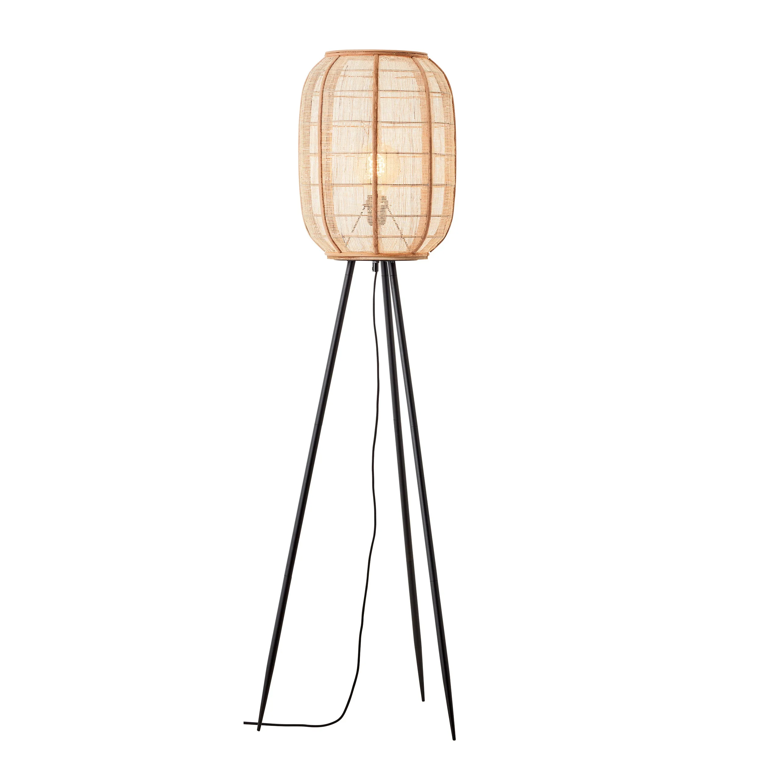 Endon 101687 Zaire 1lt Floor Natural linen, natural bamboo & matt black 10W LED E27 (Required)