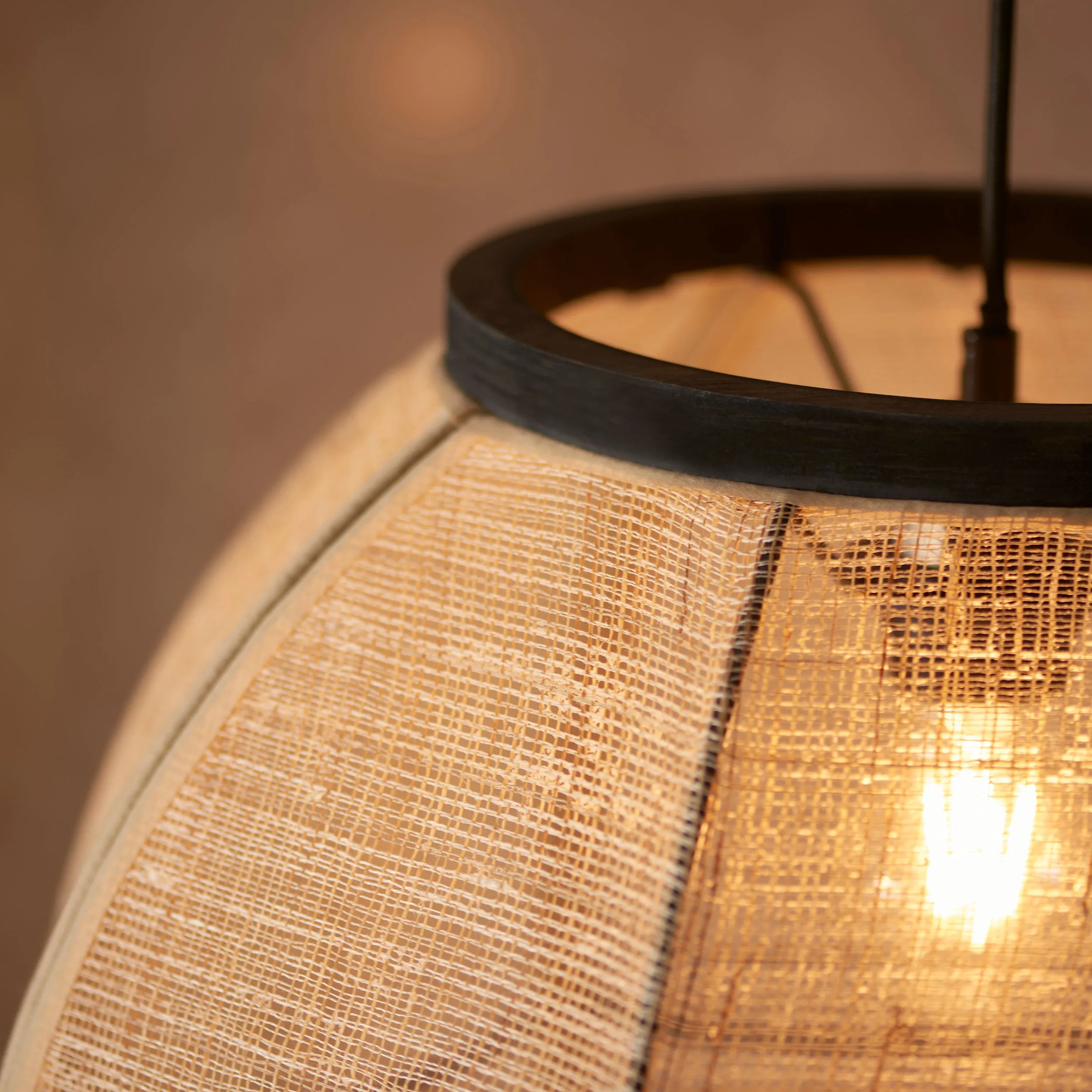 Endon 101688 Zaire 1lt Pendant Natural linen, dark plywood & matt black 10W LED E27 (Required)