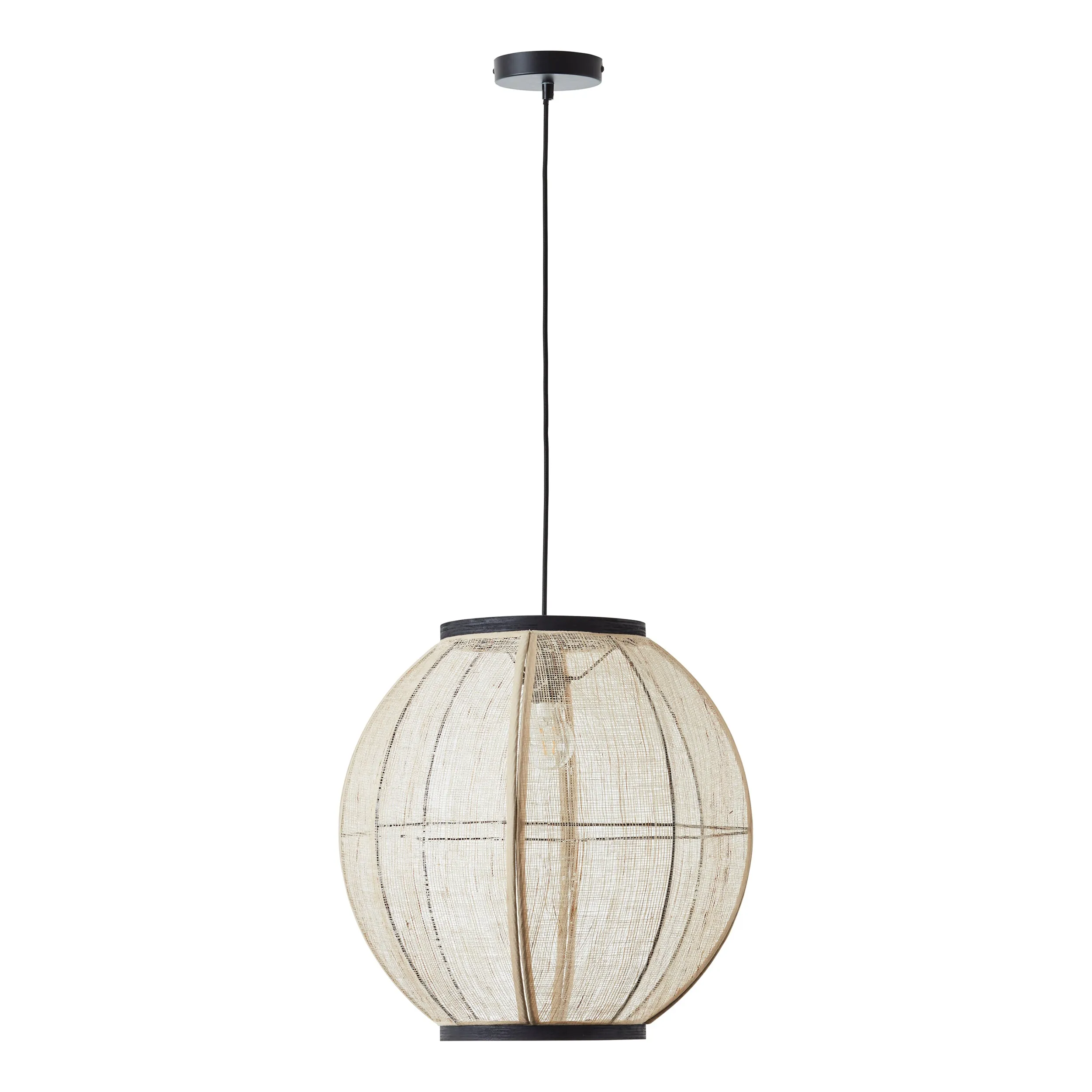 Endon 101688 Zaire 1lt Pendant Natural linen, dark plywood & matt black 10W LED E27 (Required)
