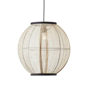 Endon 101688 Zaire 1lt Pendant Natural linen, dark plywood & matt black 10W LED E27 (Required)