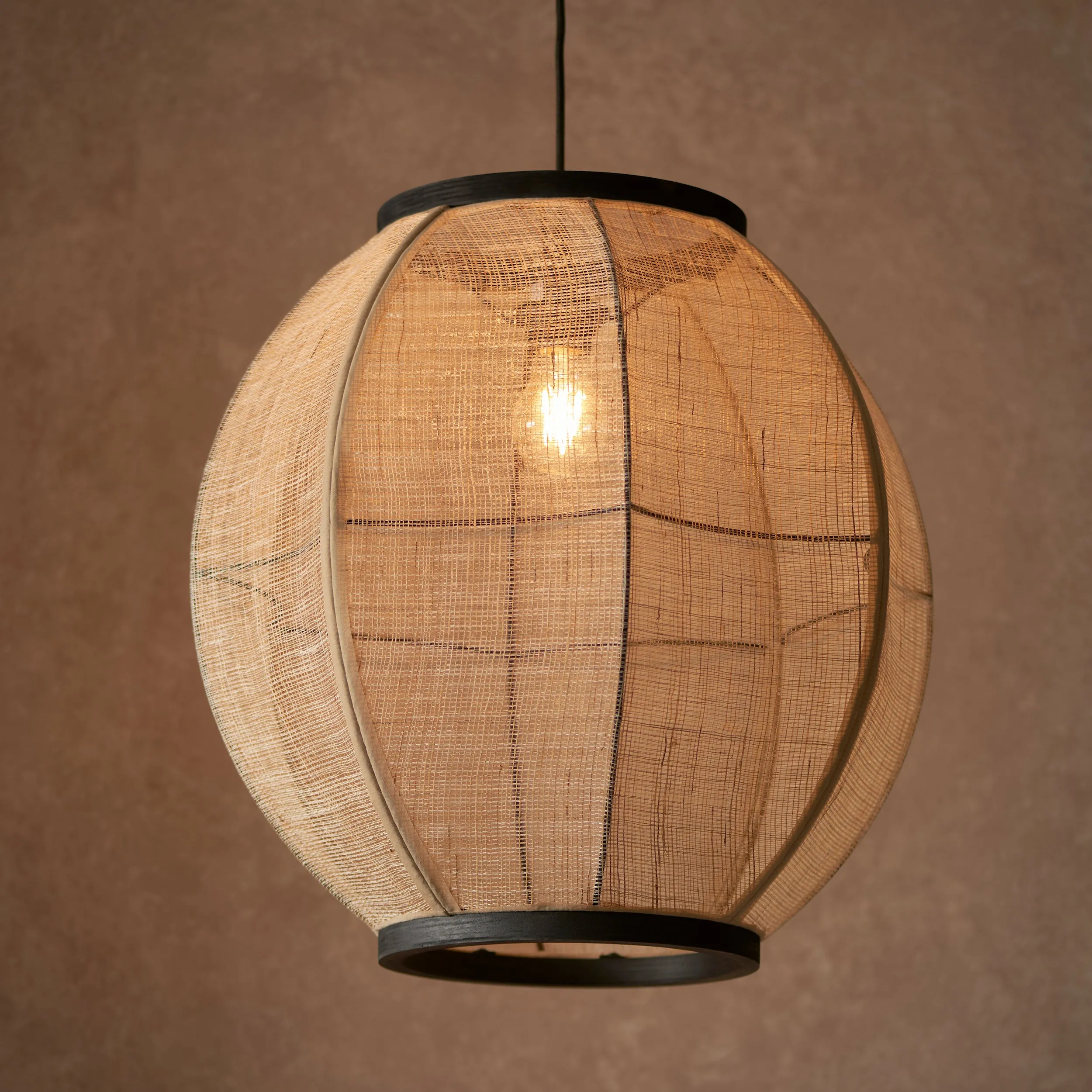 Endon 101688 Zaire 1lt Pendant Natural linen, dark plywood & matt black 10W LED E27 (Required)