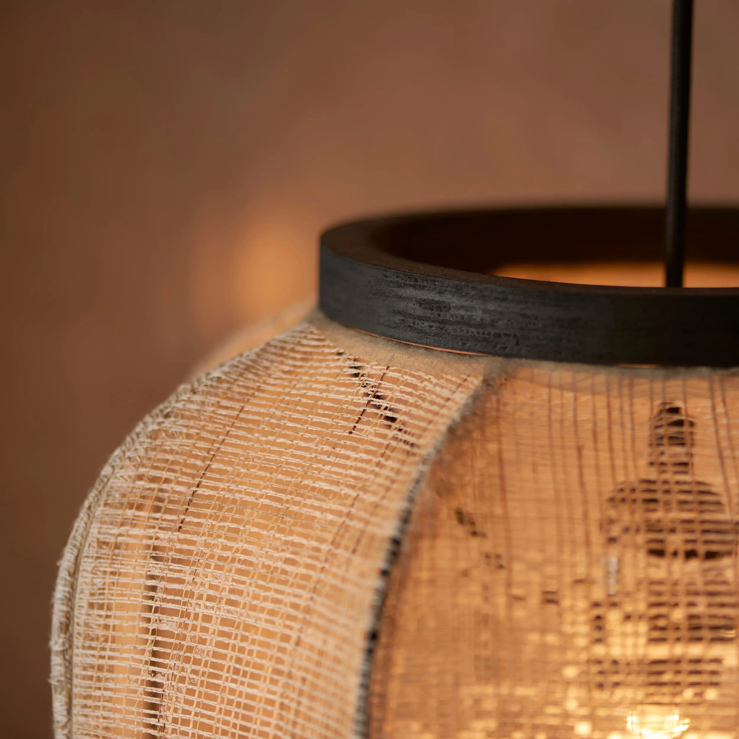 Endon 101689 Zaire 1lt Pendant Natural linen, dark plywood & matt black 10W LED E27 (Required)