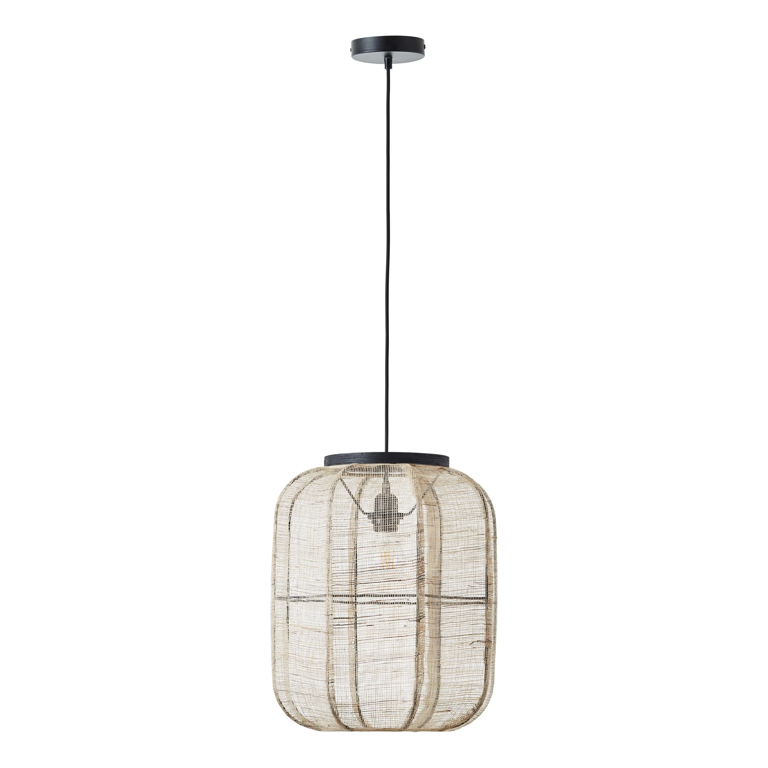 Endon 101689 Zaire 1lt Pendant Natural linen, dark plywood & matt black 10W LED E27 (Required)