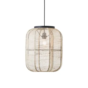 Endon 101689 Zaire 1lt Pendant Natural linen, dark plywood & matt black 10W LED E27 (Required)