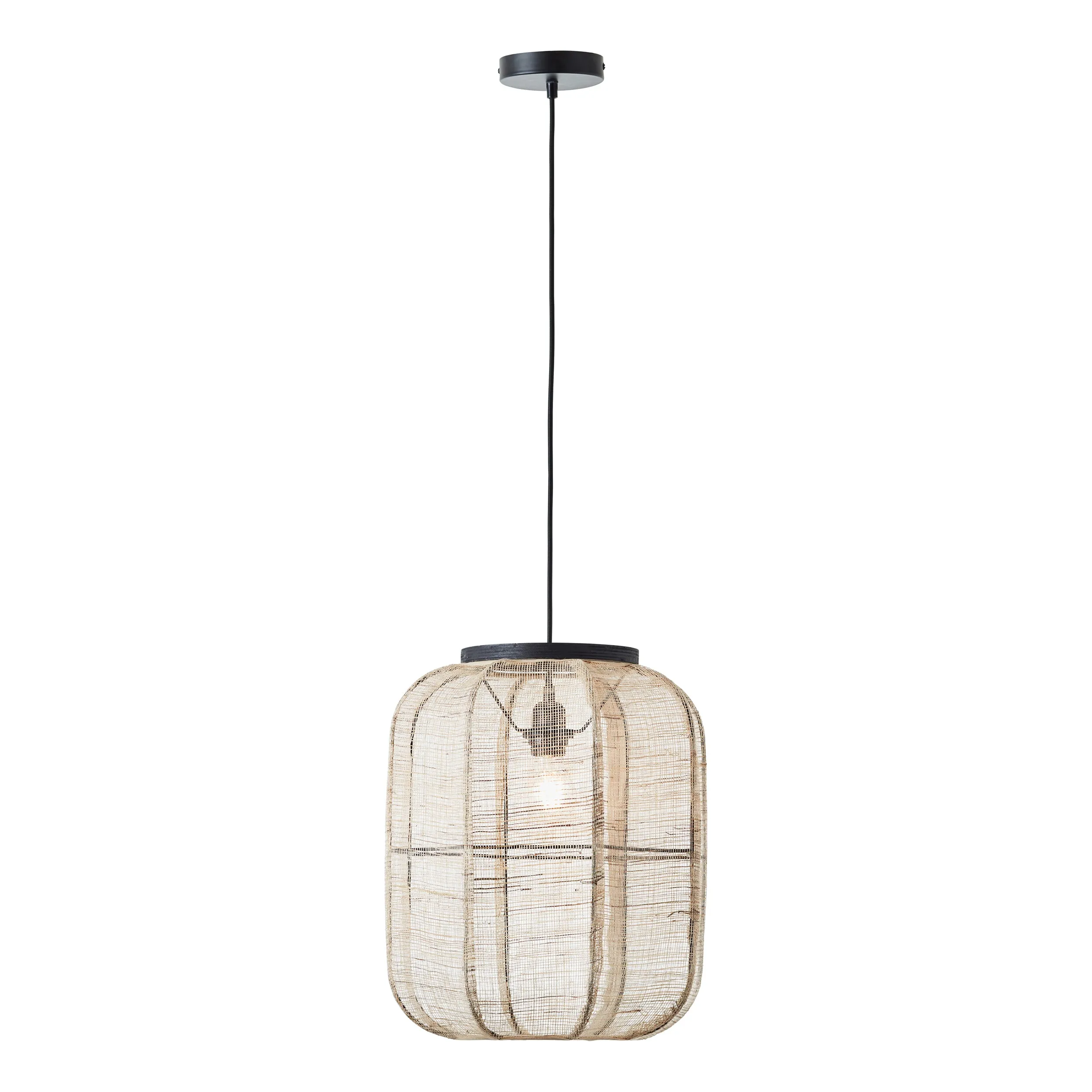 Endon 101689 Zaire 1lt Pendant Natural linen, dark plywood & matt black 10W LED E27 (Required)