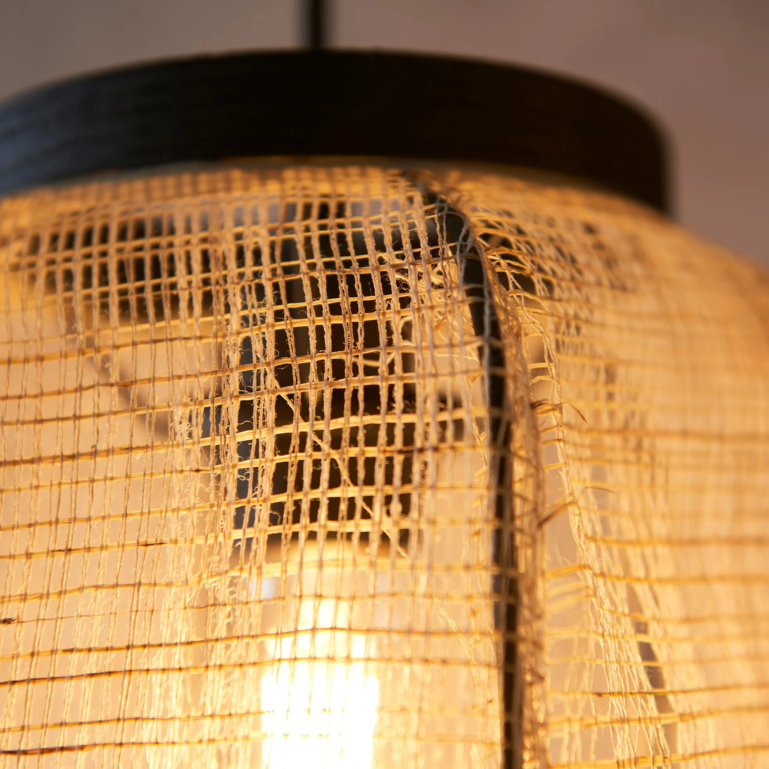 Endon 101779 Zaire 3lt Pendant Natural linen, dark plywood & matt black 3 x 10W LED E27 (Required)