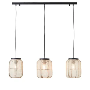 Endon 101779 Zaire 3lt Pendant Natural linen, dark plywood & matt black 3 x 10W LED E27 (Required)