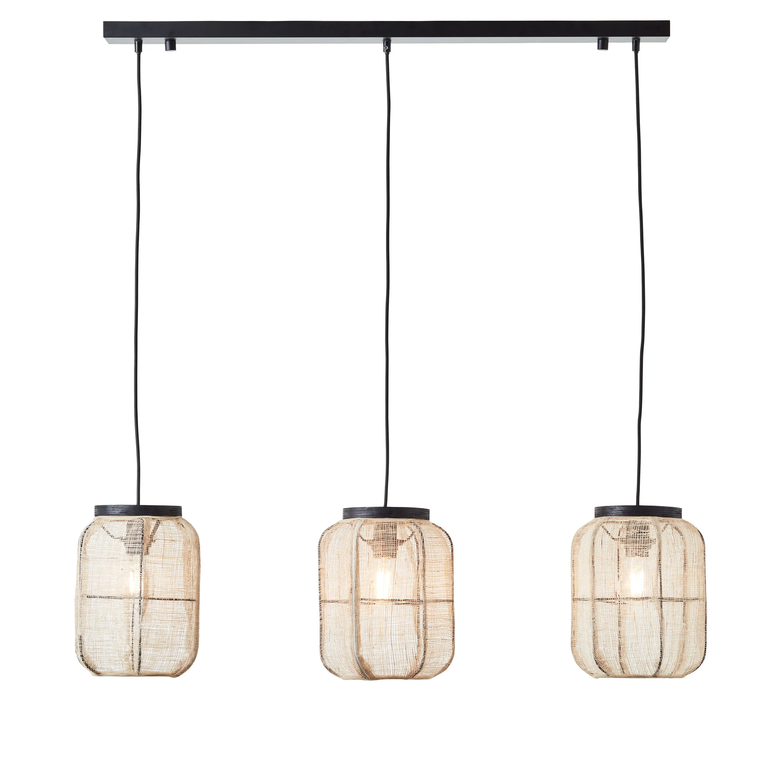 Endon 101779 Zaire 3lt Pendant Natural linen, dark plywood & matt black 3 x 10W LED E27 (Required)
