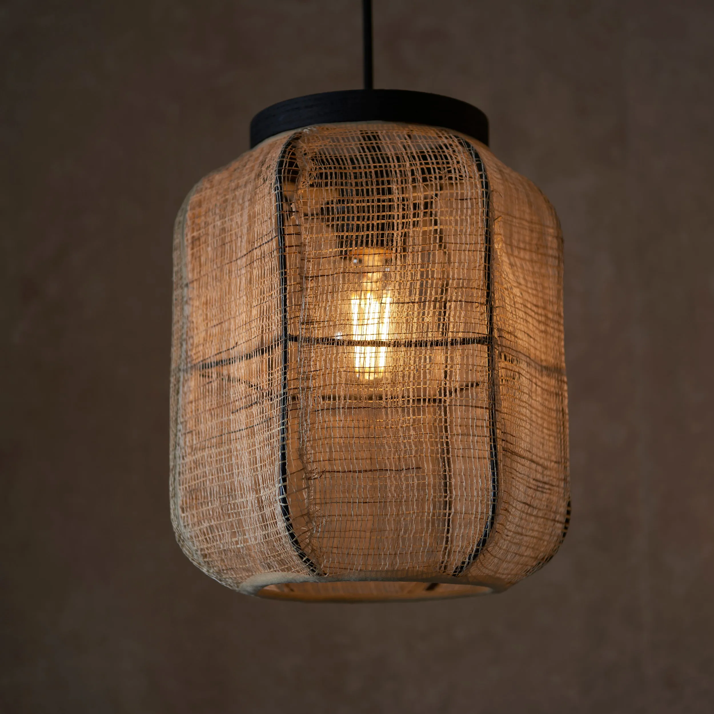 Endon 101779 Zaire 3lt Pendant Natural linen, dark plywood & matt black 3 x 10W LED E27 (Required)