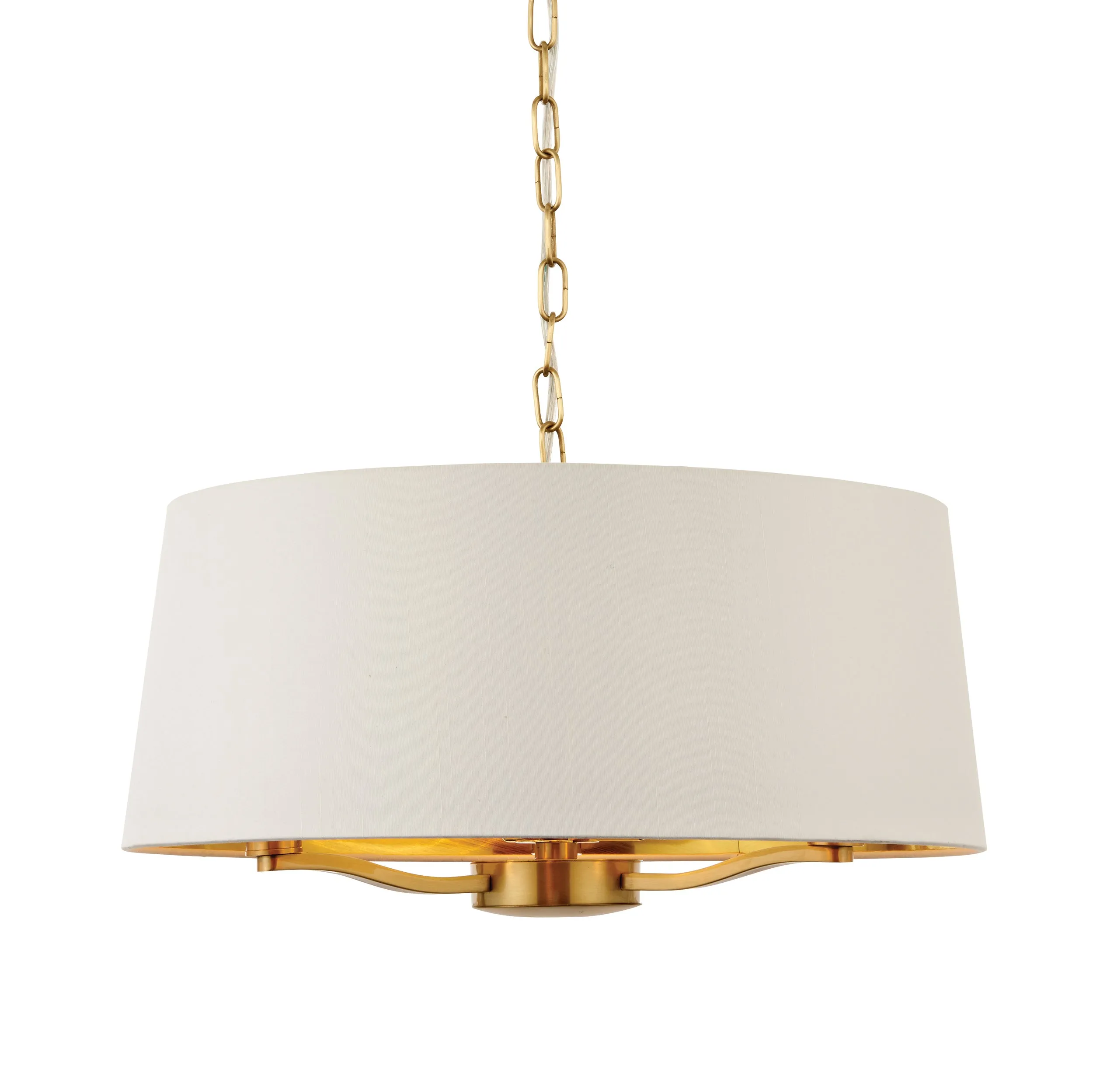 Endon 67667 Harvey 3lt Pendant Brushed satin gold finish & vintage white fabric 3 x 40W E14 candle (Required)