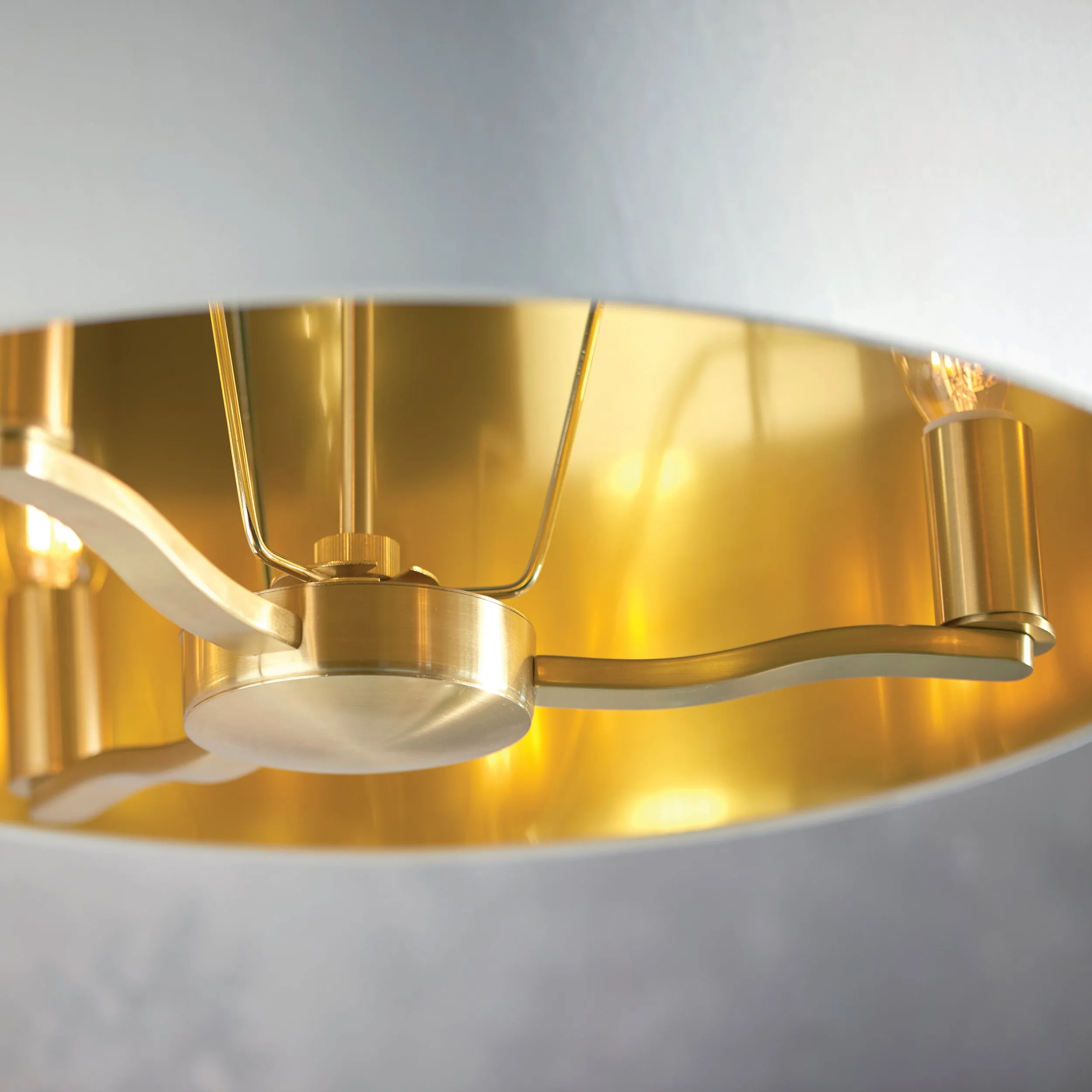 Endon 67667 Harvey 3lt Pendant Brushed satin gold finish & vintage white fabric 3 x 40W E14 candle (Required)